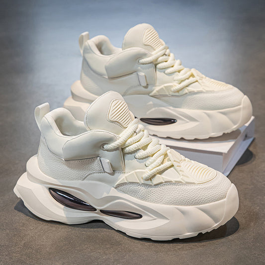 Men's shoes spring 2025 new outdoor wear-resistant thick-soled heightened sports trendy shoes high-end and versatile student dad shoes