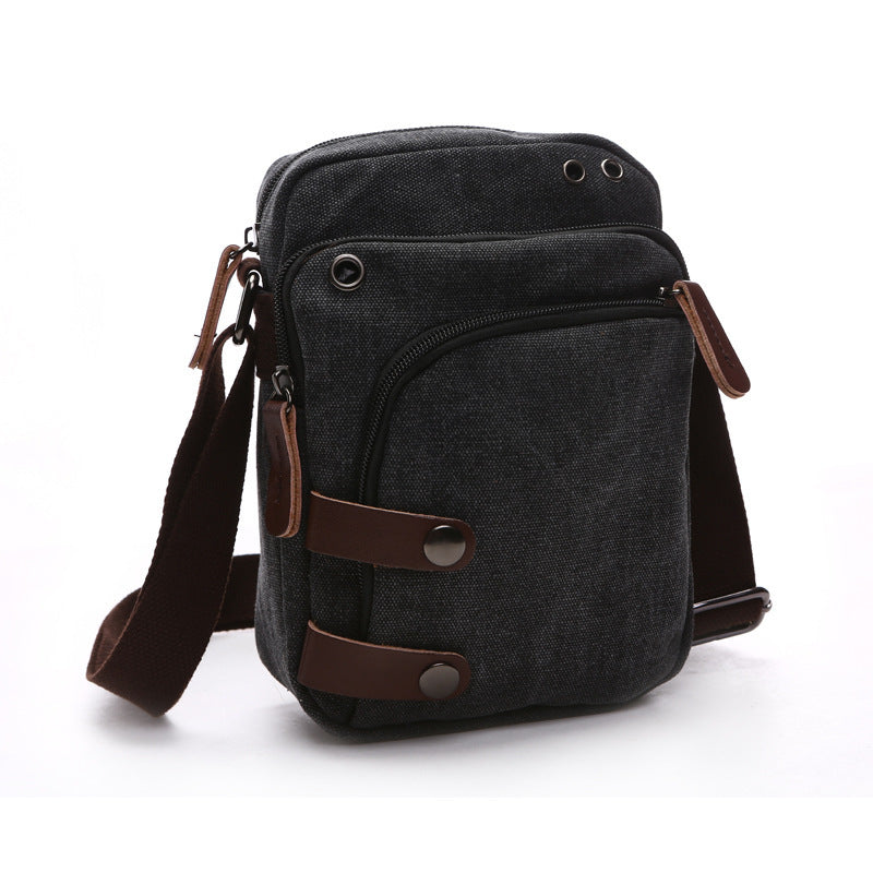 Men's Crossbody Bag Canvas Multi-Compartment Hand-Held Simple Casual Travel Bag Business Men's Shoulder Bag Fashion