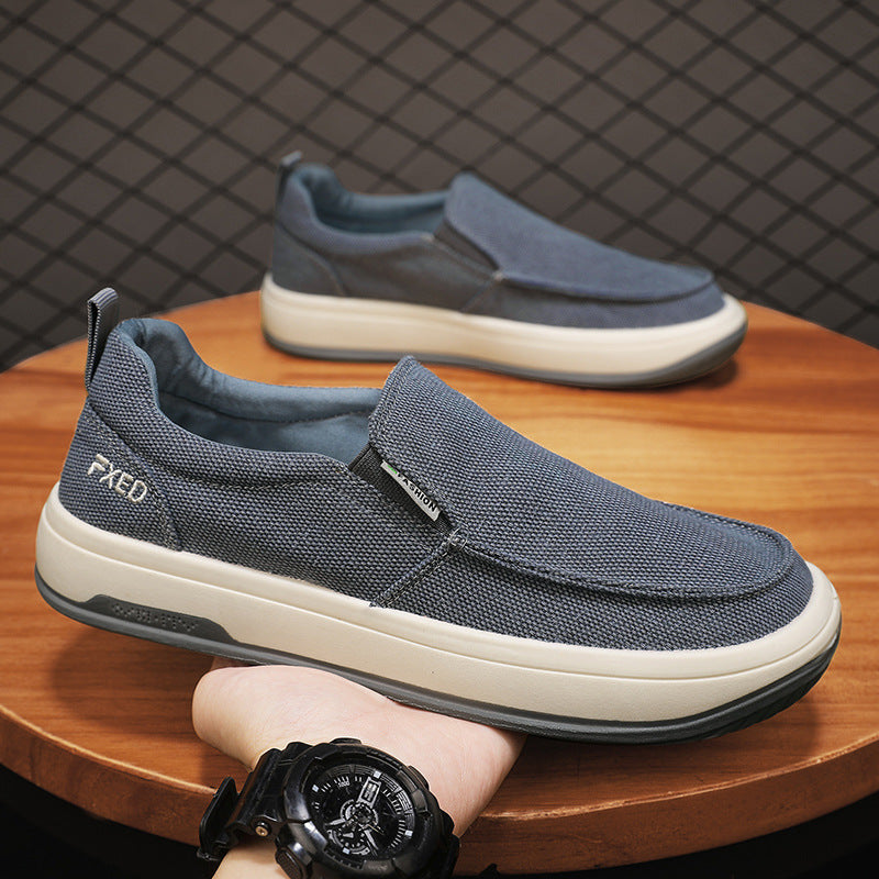 Cross Border Canvas Men's Shoes Summer Breathable Thin One Foot Old Beijing Cloth Shoes Men's Casual Driving Tide Shoes 2024