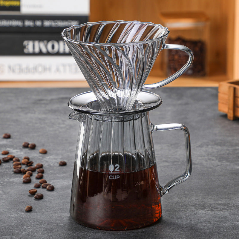 [Soot 2nd Generation Striped Coffee Pot] Spot Blown Glass Sharing Pot Set Electroplated Smoke Gray Hand Poured Pot