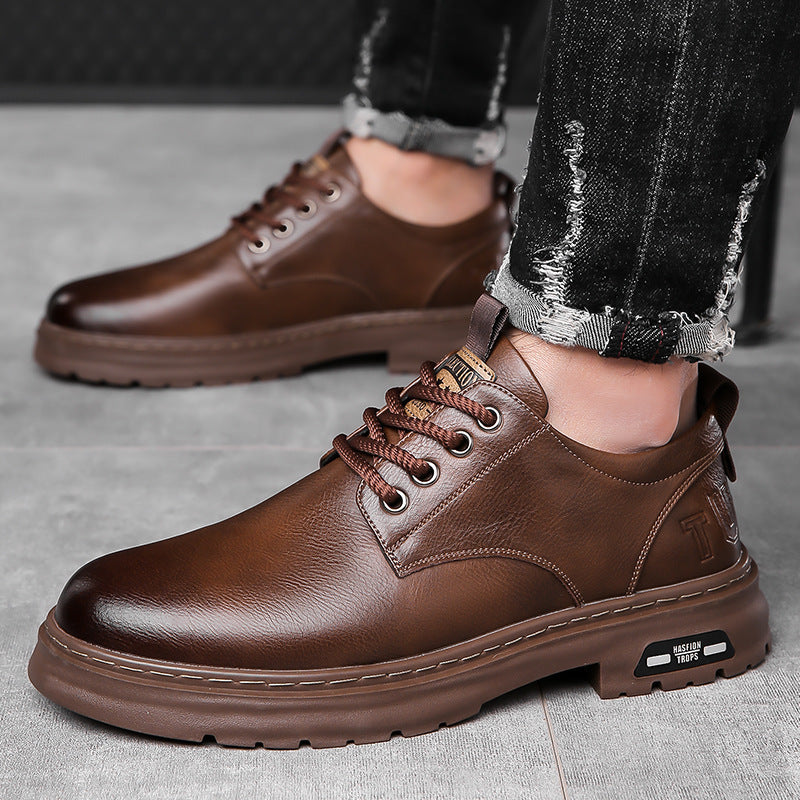 Leather shoes men's 2025 new spring business casual shoes men's british style soft-soled cargo shoes casual leather shoes