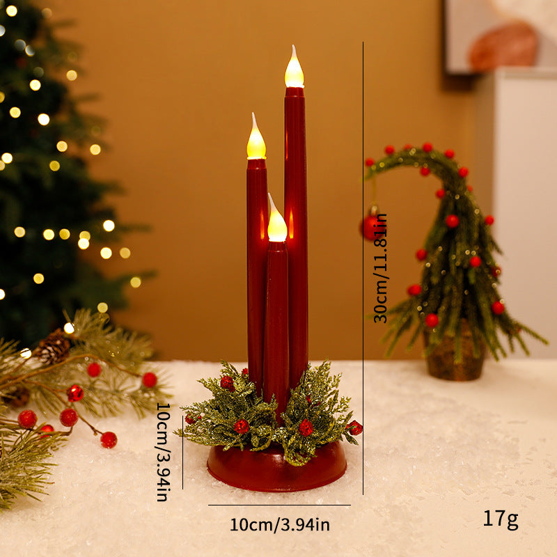 Amazon Hot Selling Christmas Candle Night Light Ornaments Creative Christmas Table Decoration Candle Holder Ornaments In Stock