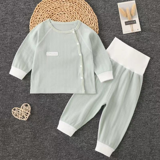 Autumn clothes and pants sets, spring and autumn cotton children's underwear, split baby close-fittings, baby base pajamas, warm clothes