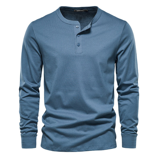 Foreign trade autumn new men's casual European size round neck long sleeve T-shirt men's slim sports undershirt top