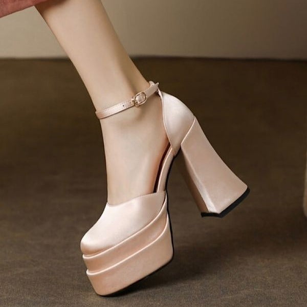 2025 new small thick heel platform high heels engagement banquet shoes do not tire feet, main wedding dress wedding shoes artifact