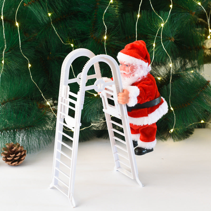 Cross-border Christmas decoration electric climbing ladder Santa Claus climbing beads Santa Claus children's gift shopping mall decoration