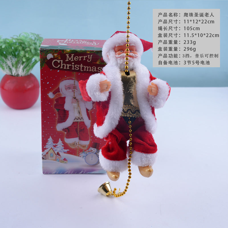 Climbing beads Santa music electric doll climbing rope old man Christmas gift gift Christmas decorations
