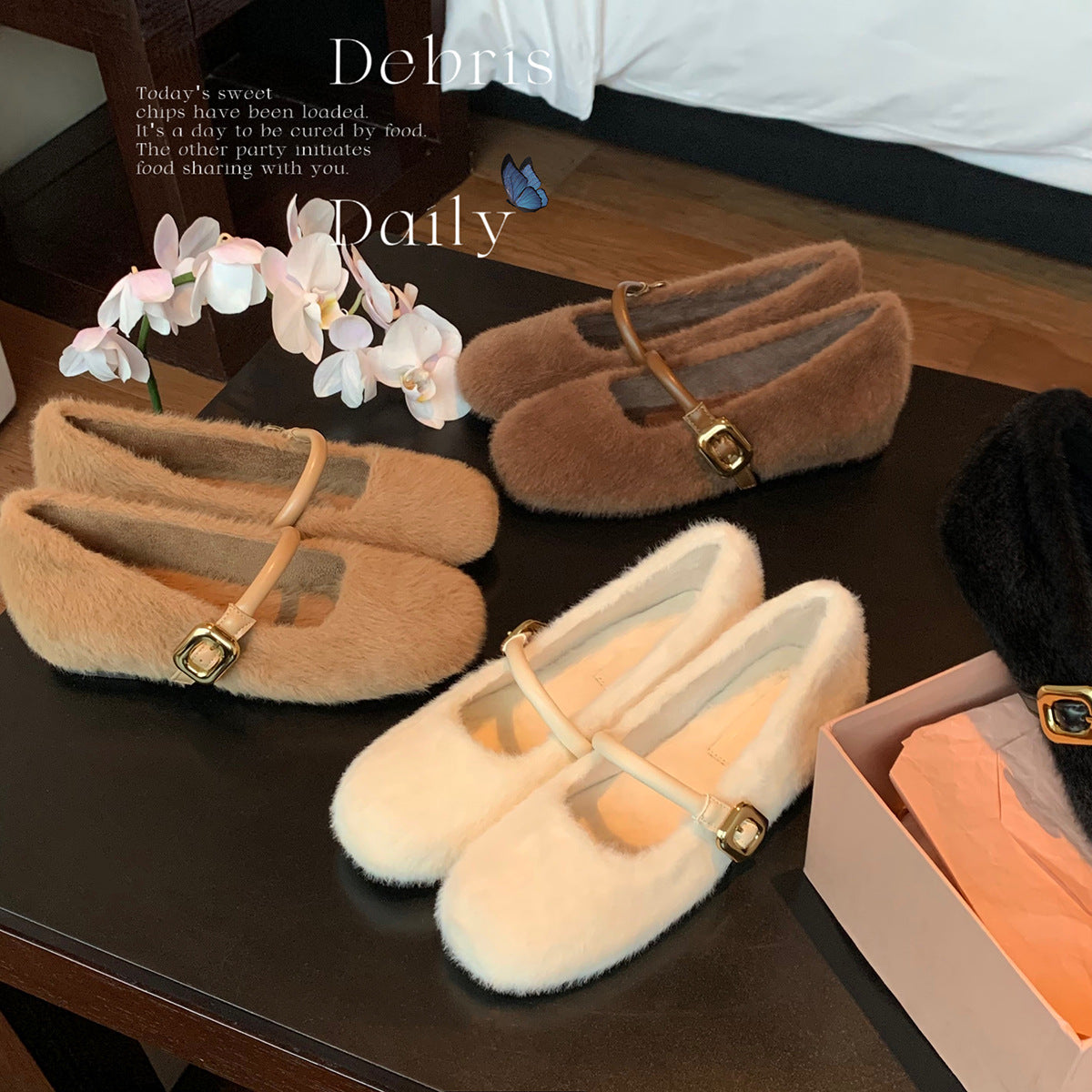 7227 Huidong Yixinda Ballet Style Inner Height Increase Hair Mary Jane Single Shoes Women's Autumn and Winter 2025 Models