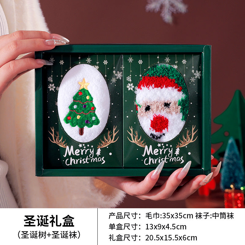 Cross-border Christmas creative towel gift box embroidery children's gift cartoon doll Christmas gift activity to customers