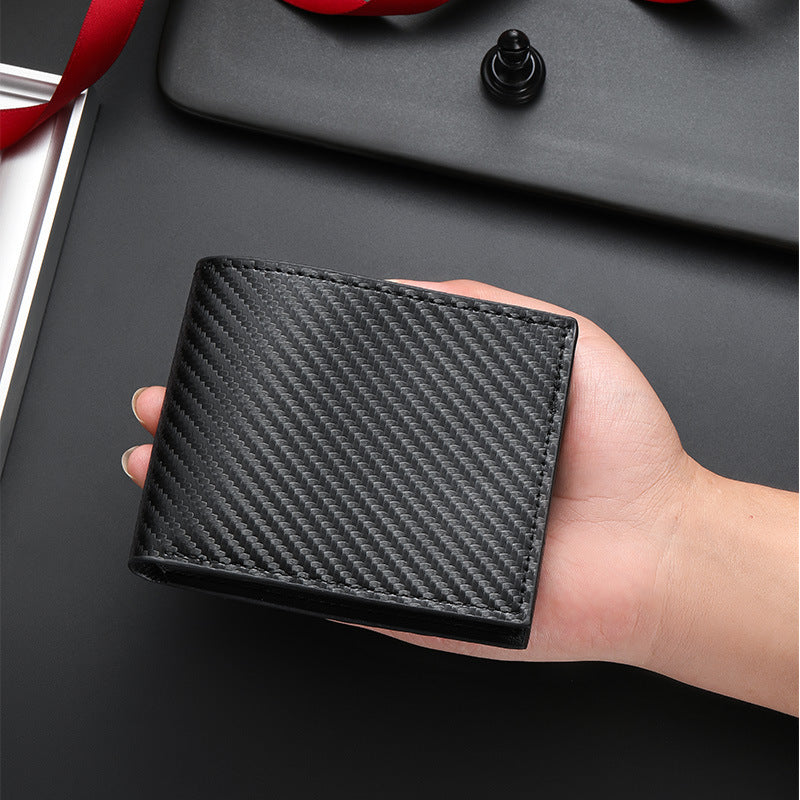 Cross-border spot new carbon fiber pattern large capacity wallet multi-card slot simple coin slot men's wallet manufacturer