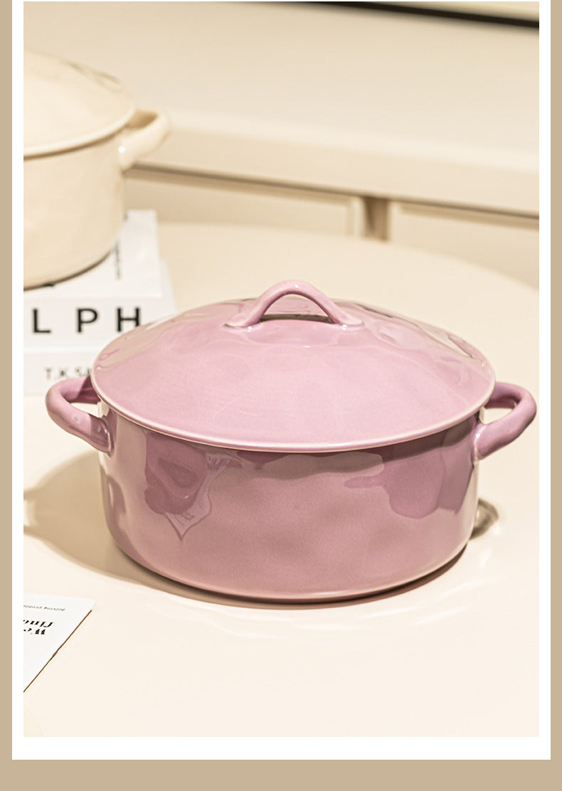 Binaural soup bowl household big bowl with lid high-quality deep noodle bowl soup pot large ceramic drink soup soup 2023 new