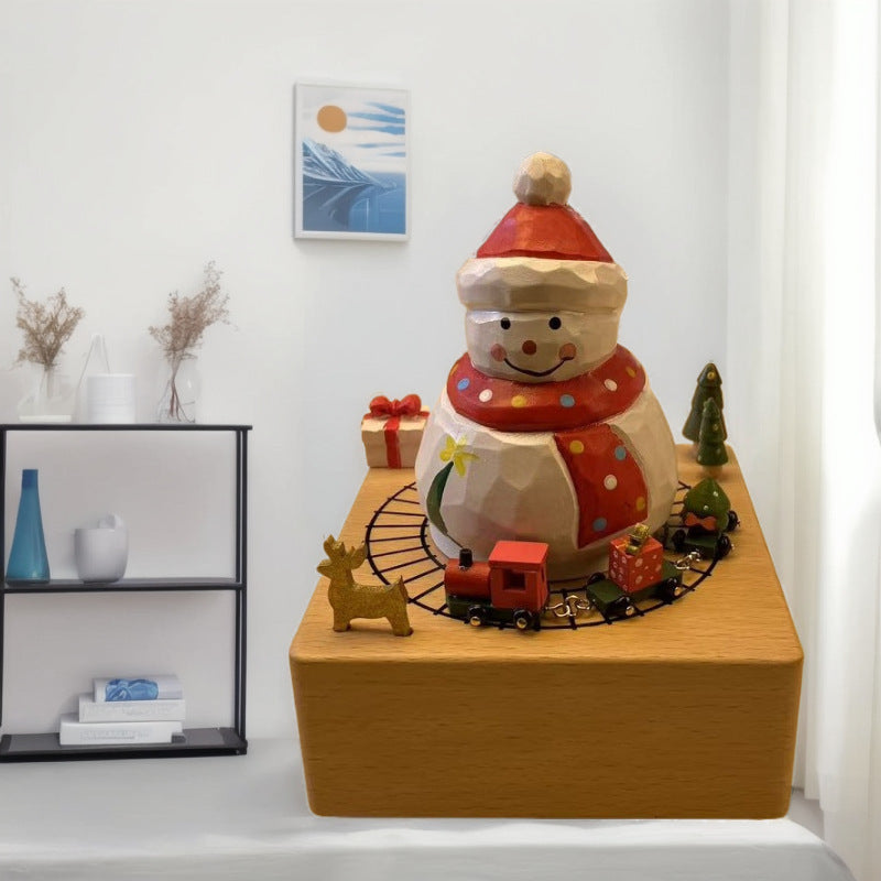 2025 New Christmas Music Box Wooden Crafts Creative Christmas Gift Merry Christmas Clockwork Music Box