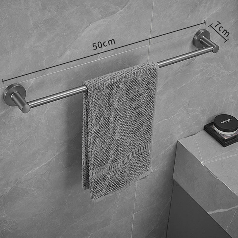 Gun Grey Single Pole Towel Bar Stainless Steel Bathroom Bath Towel Rack Wall Mounted Bathroom Towel Rack Double Pole Hanging Towel Rack