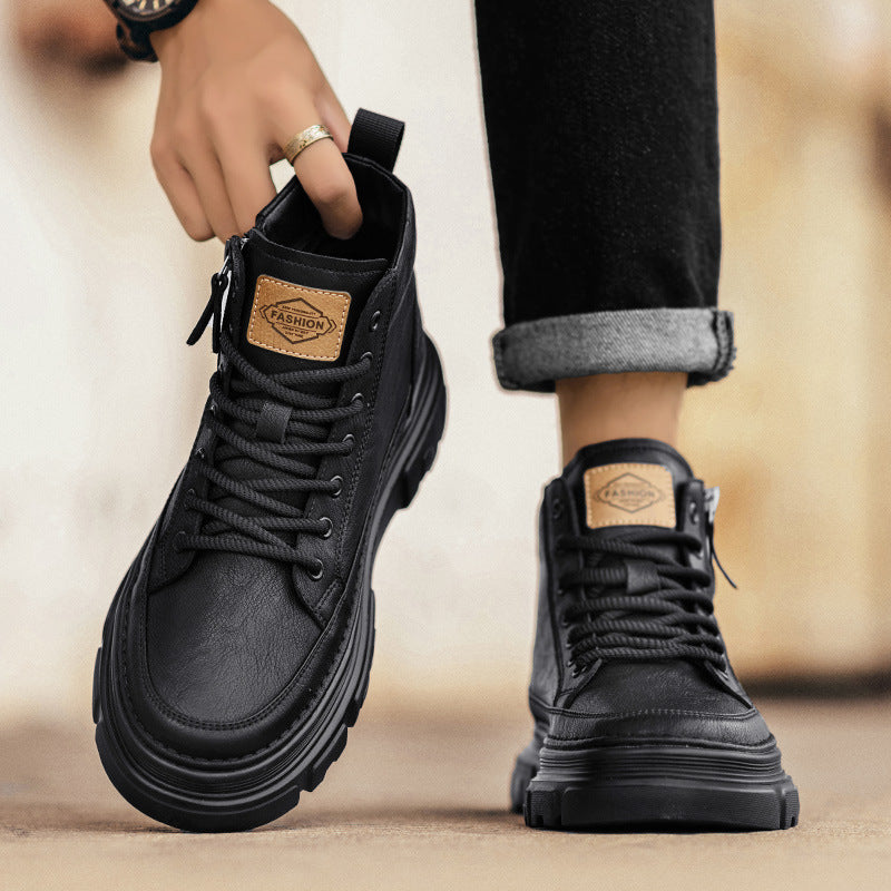 Men's shoes 2025 fall/winter new high-top retro cargo shoes men's outdoor platform casual Martin boots are trendy and universal