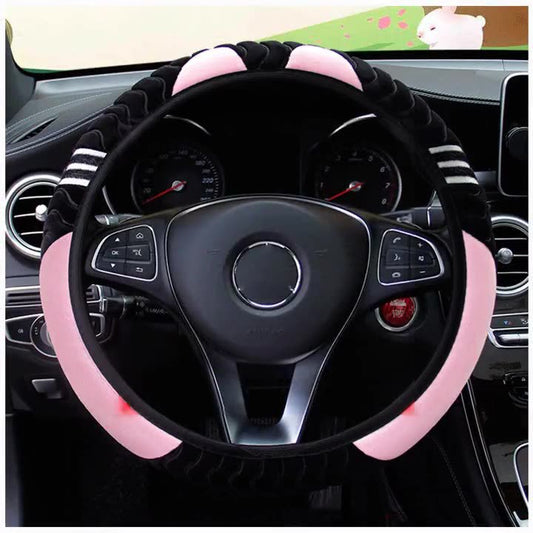 Comfortable and soft little monster plush car accessories without inner ring steering wheel cover for 14.5-15 inch women