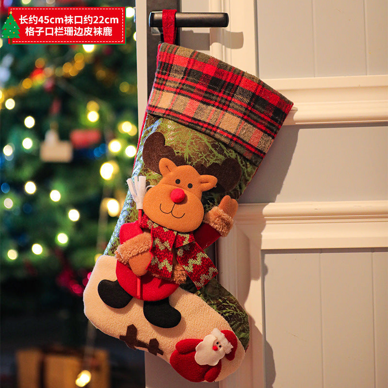 New Christmas decoration Christmas Eve Christmas stocking pendant gift Santa Claus kids Christmas gift bag wholesale