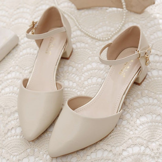 Baotou Sandals Women's Block Heel Spring/Summer 2025 New Medium Heels Versatile Pointed-toe Comfortable Work Women's Sandals