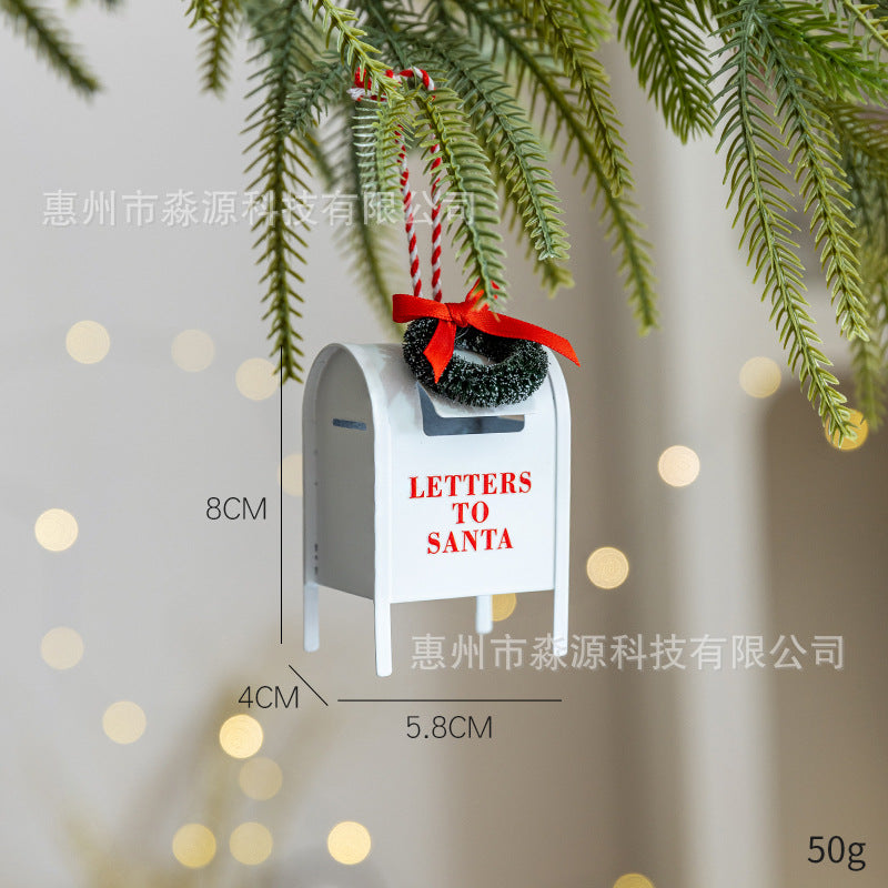 Cross-border Christmas wreath mailbox pendant Christmas tree decoration desktop landscaping ornament festive atmosphere decoration