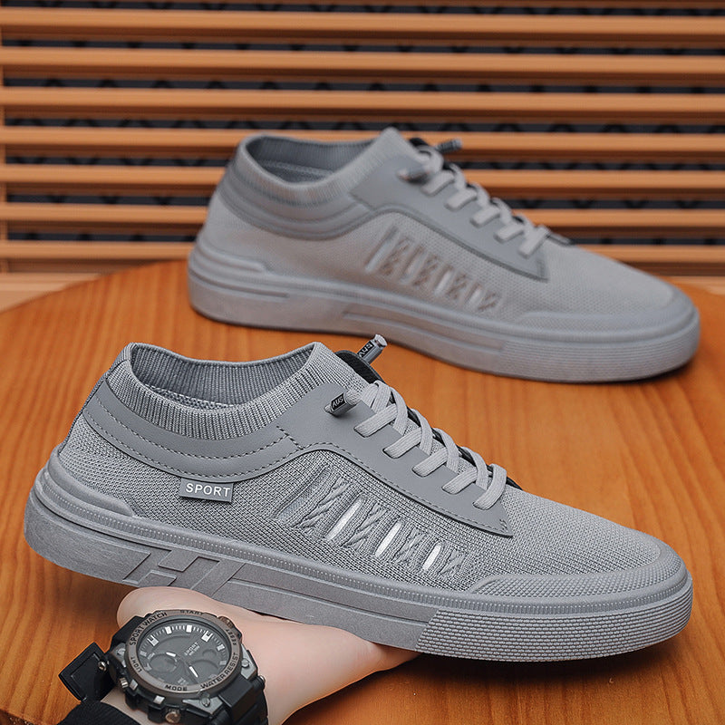 Summer men's shoes new breathable canvas shoes men's Korean version trendy versatile flying woven mesh athleisure board shoes men