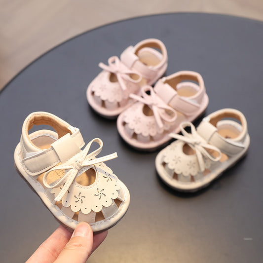 Baby girl princess shoes spring and summer 0-1 years old 2 bag head call sandals soft-soled baby toddler shoes children's hollow list