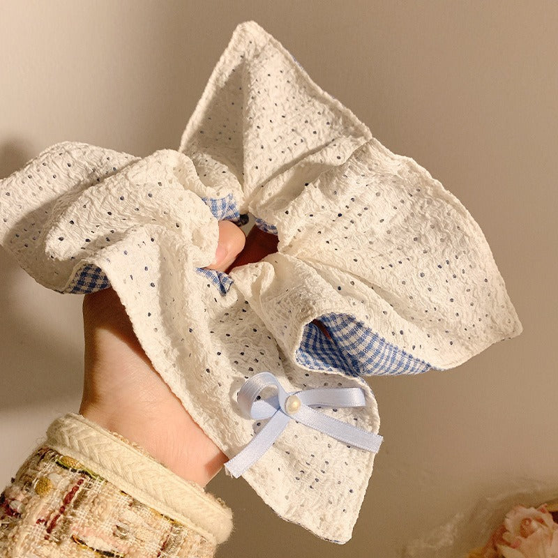 New Chinese blended style square scarf large intestine scrunchie women's large high-end square headband low ponytail hair tie hair accessory