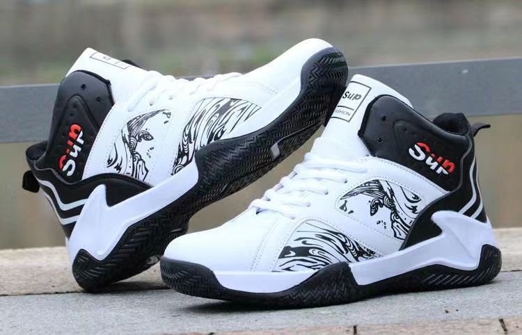 Foreign trade factory wholesale autumn and winter PU leather men's shoes basketball shoes sneakers lace-up korean fashion cross-border men's shoes