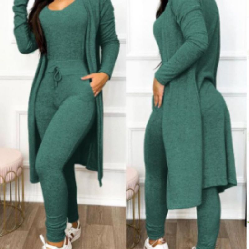 Cross-border European and American foreign trade, new autumn and winter fashion long jumpsuits, long cardigans, casual suits, long sleeves in stock