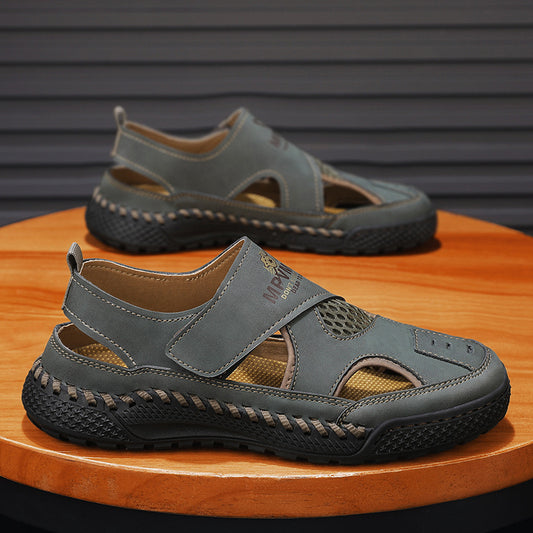 Mesh Shoes Men's 2024 New Summer Cutout Breathable Men's Shoes Mesh Soft Sole Lightweight Slip-On Beach Shoes Sandals