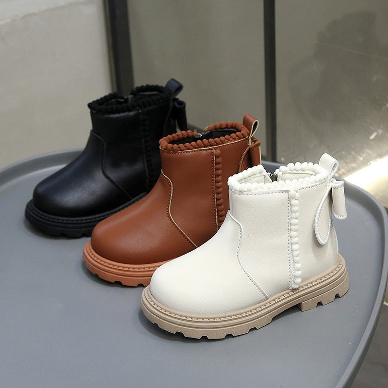 Girls' boots autumn and winter children's boots 2025 new children's shoes wholesale little girls' shoes bow princess boots
