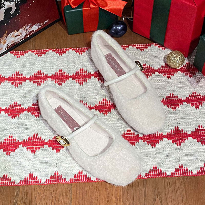 7227 Huidong Yixinda Ballet Style Inner Height Increase Hair Mary Jane Single Shoes Women's Autumn and Winter 2025 Models