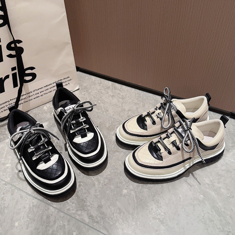 Little Fragrance Wind Thick-soled Panda Daddy Shoes Women's 2025 Spring New Fashion Heightened Sneakers Casual Shoes Women's Versatile