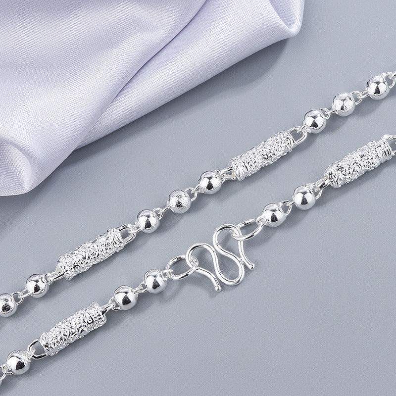 High quality electroplating S925 silver trend men's beads simple jewelry high-end snake bone chain light luxury jewelry necklace