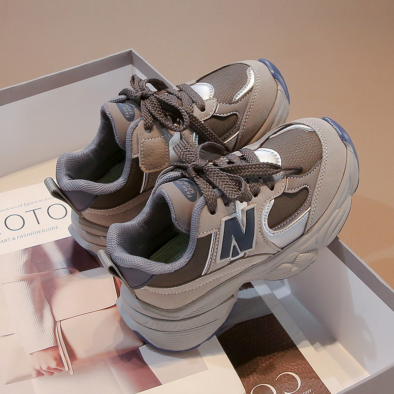 Children's shoes boys' sneakers spring 2025 new boys' dad shoes anti-slip middle and big children handsome running trend