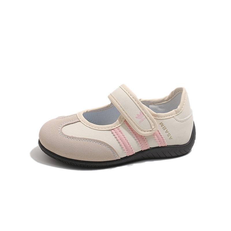 Children's fashion casual sneakers 2026 spring girls' casual Velcro medium and large children's non-slip and wear-resistant shoes