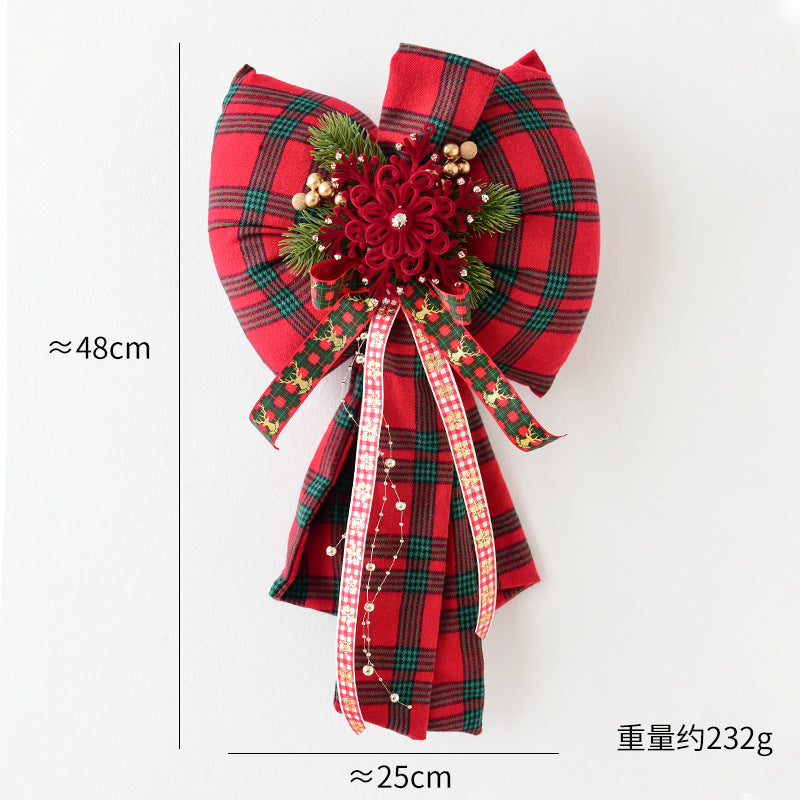 Amazon Cross-border Christmas Korean Large Fleece Finished Product Three-Dimensional Christmas Bow Hotel Christmas Tree Decoration