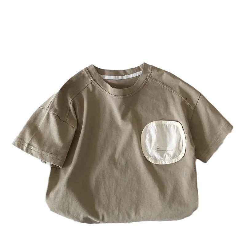 boy short sleeve t-shirt summer dress loose crew neck white hip hop casual print tide summer kids baby top men
