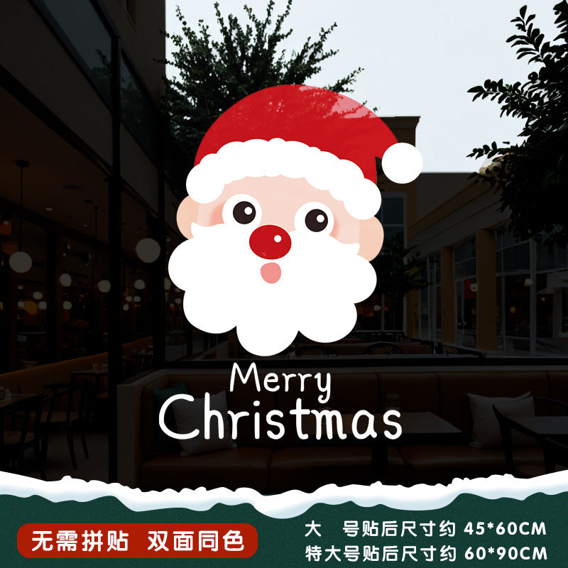 Christmas Santa Claus push door glass sticker electrostatic sticker shopping mall window scene layout decoration the whole window grille