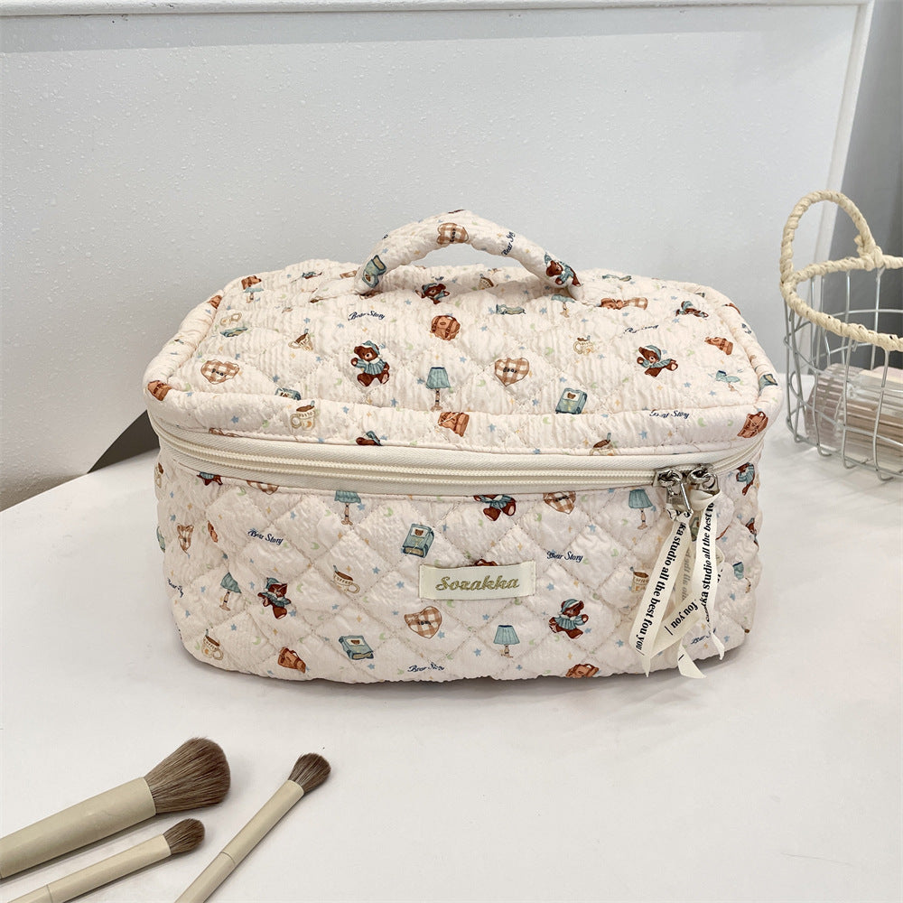 54131 [Copyright] Cosmetic bag female cartoon cute portable large capacity travel item storage bag handbag