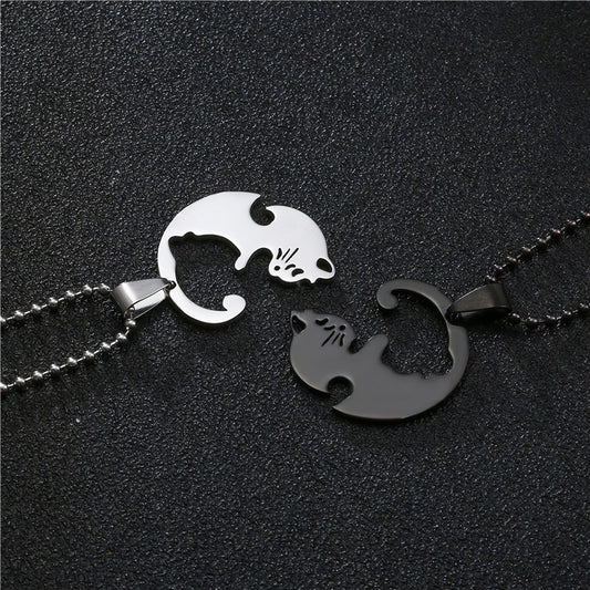 amazon new titanium steel necklace cat couple sweater chain women's chain accessories men's pendant hip hop jewelry wholesale