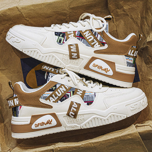 Foreign trade plus size men's shoes summer 2025 new trend athleisure versatile board shoes breathable heightened small white shoes