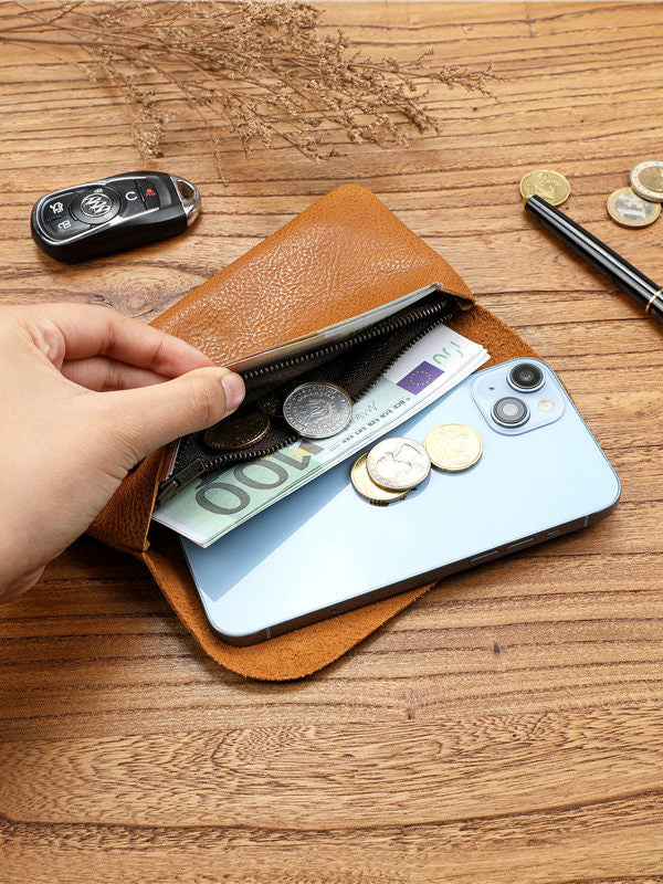 Men's long first layer cowhide wallet, ultra-thin leather wallet, large-capacity schoolgirl wallet, simple mobile phone bag tide