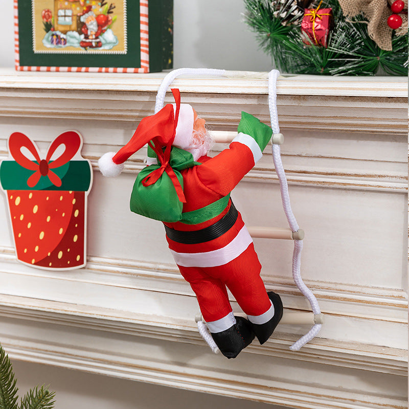Cross-border Christmas Static Ladder Santa Claus Pendant Shop Window Decoration Christmas Tree Pendant Gift