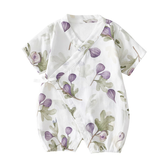 Silk gauze hayi, summer baby onesie, thin air-conditioned clothes, newborn baby girls, monk clothes, short-sleeved climbing clothes