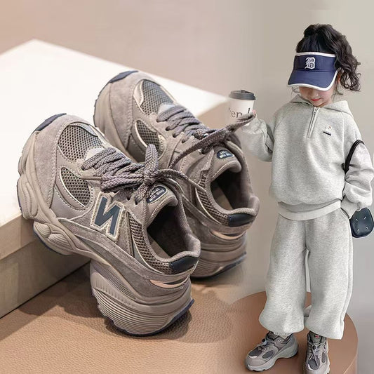 Girls' sneakers 2025 new spring boys' mesh casual shoes children's dad shoes medium and big boys girls' tennis shoes