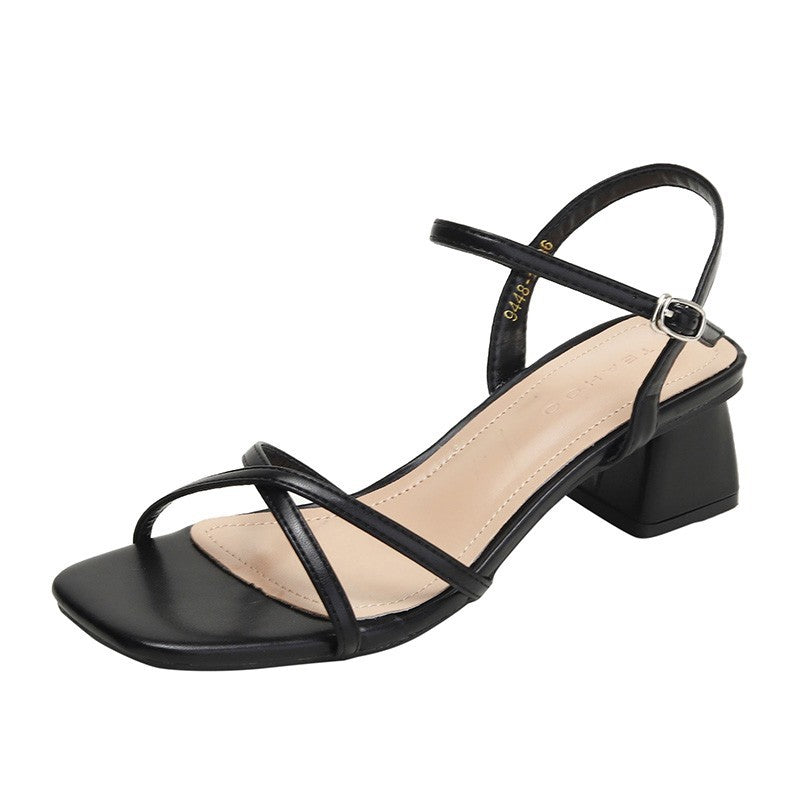 High heels women's 2024 summer new femininity, high-end sense of foreign and not tired, feet with skirts, wear block-heeled sandals