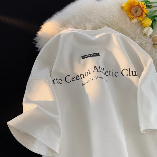 New letter t-shirt men's summer fashion brand loose and versatile short sleeve american retro fashion brand half sleeve hundred