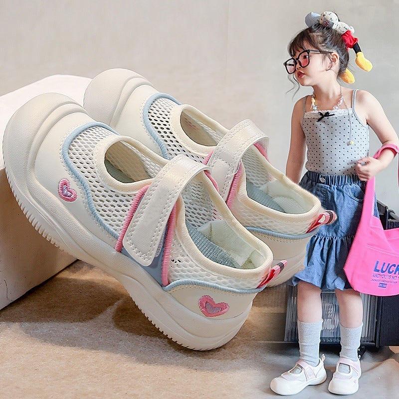 Girls' Sandals Summer 2025 New Children's Breathable Sneakers Medium and Large Boys Girls' Mesh Small White Mesh Shoes for Students