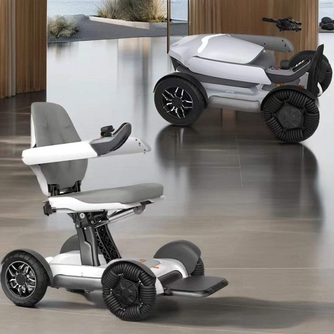 Cross-border mobile phone intelligent remote control electric wheelchair folding scooter remote control 360° rotating electric folding scooter