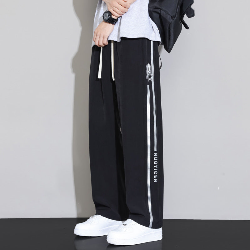 Junior high school students summer pants drape ice silk teen loose straight leg sweatpants men's slacks quick-dry