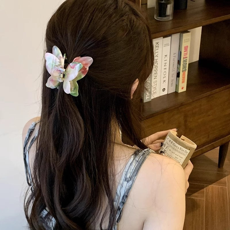 Super fairy three-dimensional butterfly grab clip female 2025 new high-end sense medium hairpin on the back of the head shark clip hair grab hair ornament